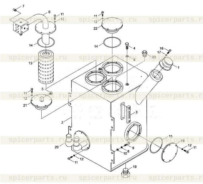 Flange support (9F653-58A010400A0) на 9F653-58A000000A0 Hydraulic oil tank assembly