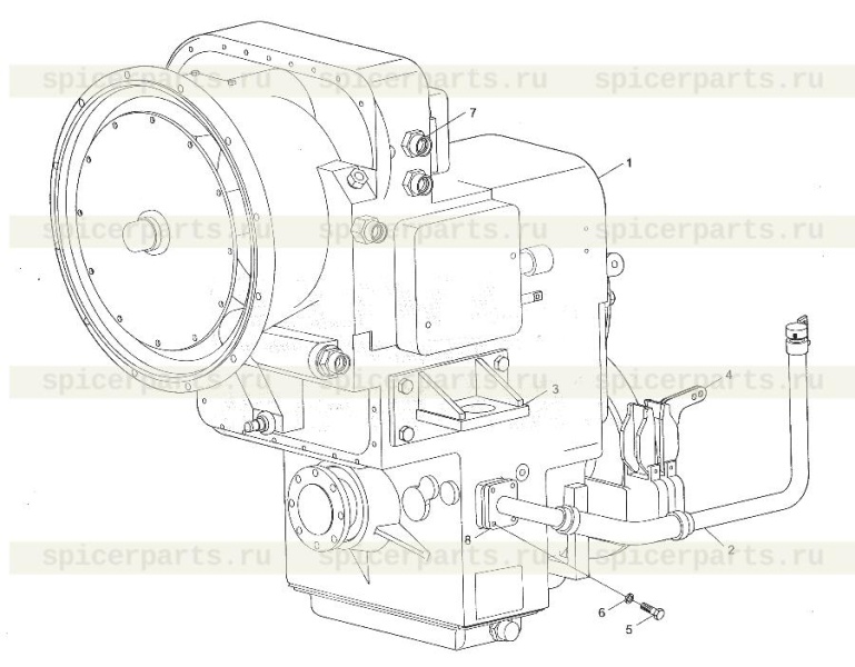 Connecting pedestal (9F550-24A030000A0) на 9F653-24A000000A0 Gearbox assembly
