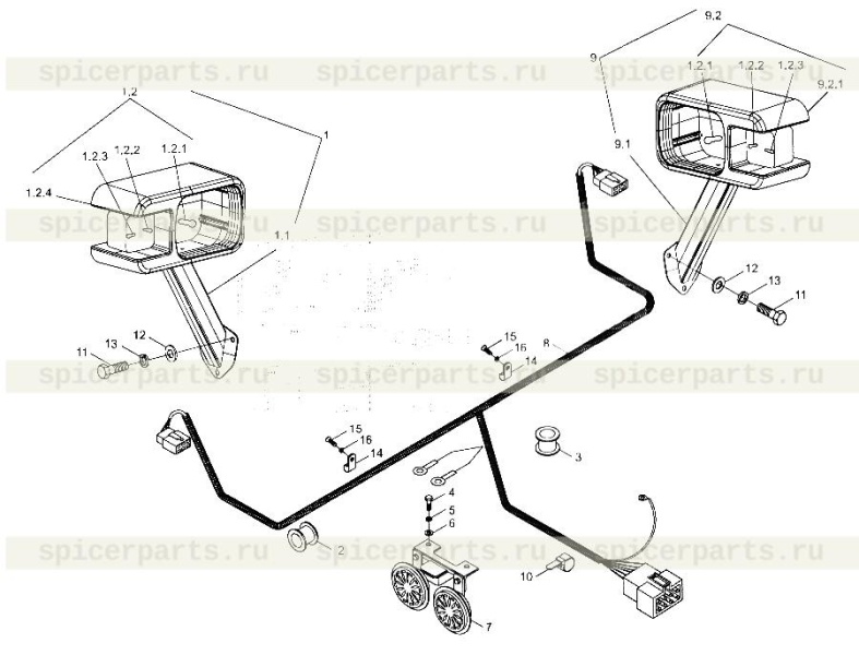 Front frame wiring harness (9F650-62A010000 АО) на FRONT FRAME WIRING
