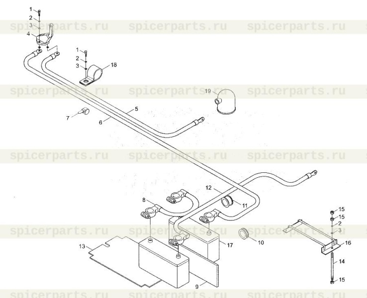 Fixing bracket (9F653-65A070000A0) на 9F653-65A000000A0 Battery wiring and installation