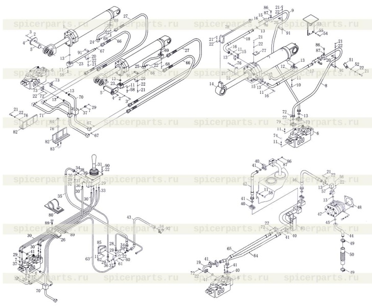 Синтез шланга (9F20-592400) на Гидравлическая система рабочей аппаратуры