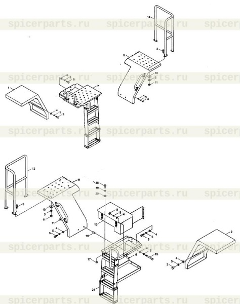 Right railing (9F653-48A200000A0) на 9F653-48A000000A0 Mudguard and walking board assembly