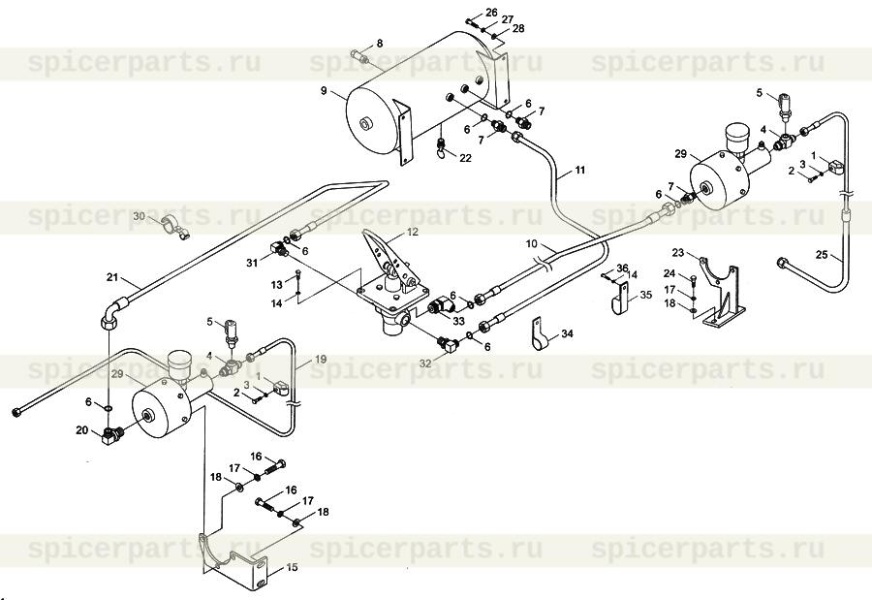 Pipe clip assembly (9F850-36A130000A0) на 9F653-36A000000A0  Brake control system