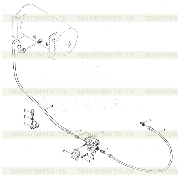 Pipe clip (9D650-35A040000A0) на 9F653-35A000000B0 Brake supply pressure system