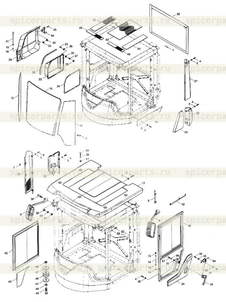 Air spring assembly of door (9F653-45B030700A0) на 9F653-45B030000A0 Cab outside installs assembly