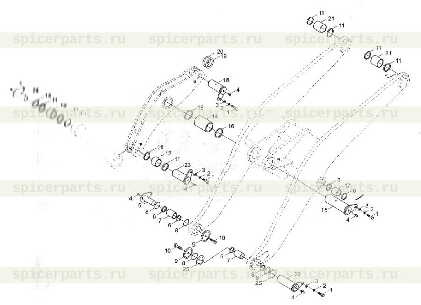 Upper pin shaft of bucket (9F850-76A100000A0) на 9F850-76A000000A0  Working device accessories