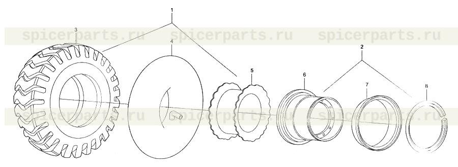 Three piece rim (19.50/2.5-25) (9F850-34A010000A0) на 9F850-34A000000A0  Wheel assembly