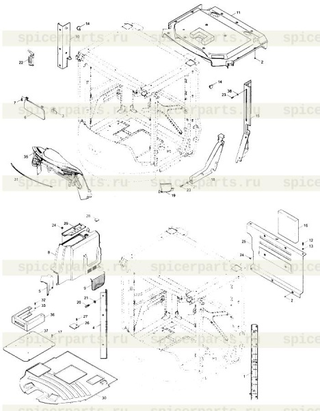 Glove box body (9F653-45B020006A0) на 9F653-45B020000A0  Cab upholstery assembly