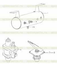 Воздушный резервуар, клапан управления тормозом, осушитель воздуха