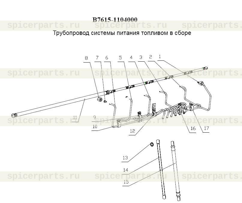 Топливопровод высокого давления для четвёртого цилиндра