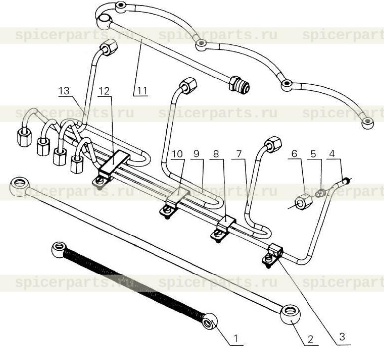 Fuel injection pump feed line assembly