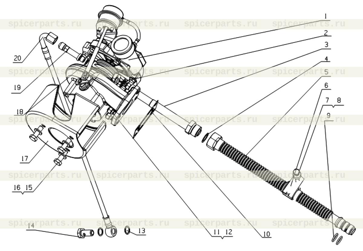 Turbocharger oil return pipe joint