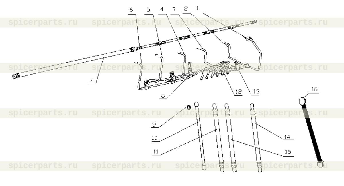 Sixth cylinder high pressure fuel pipe